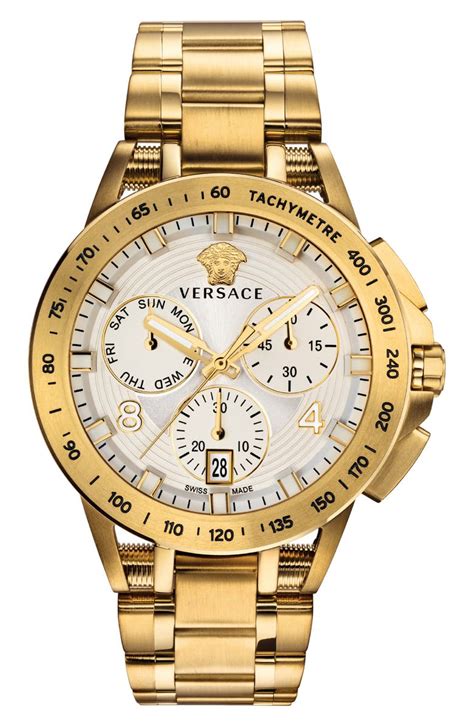 versace watches white adn gold|Versace chrono watch.